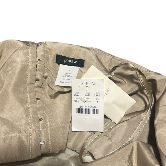 J CREW NWT Elegant Strapless A-Line Midi Dress San Color 100% Silk Size 8 - Picture 8 of 10